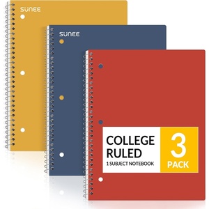 image:imageSUNEE Spiral Notebooks 3 Pack 1Subject College Ruled Paper 8 x 1012 70 Sheets per Notebook Assorted Pastel Colors Spiral Notebooks for SchoolBrick Red  Blue  Yellow