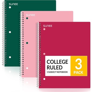 image:imageSUNEE Spiral Notebooks 3 Pack 1Subject College Ruled Paper 8 x 1012 70 Sheets per Notebook Assorted Pastel Colors Spiral Notebooks for SchoolCherry  Pink  Green