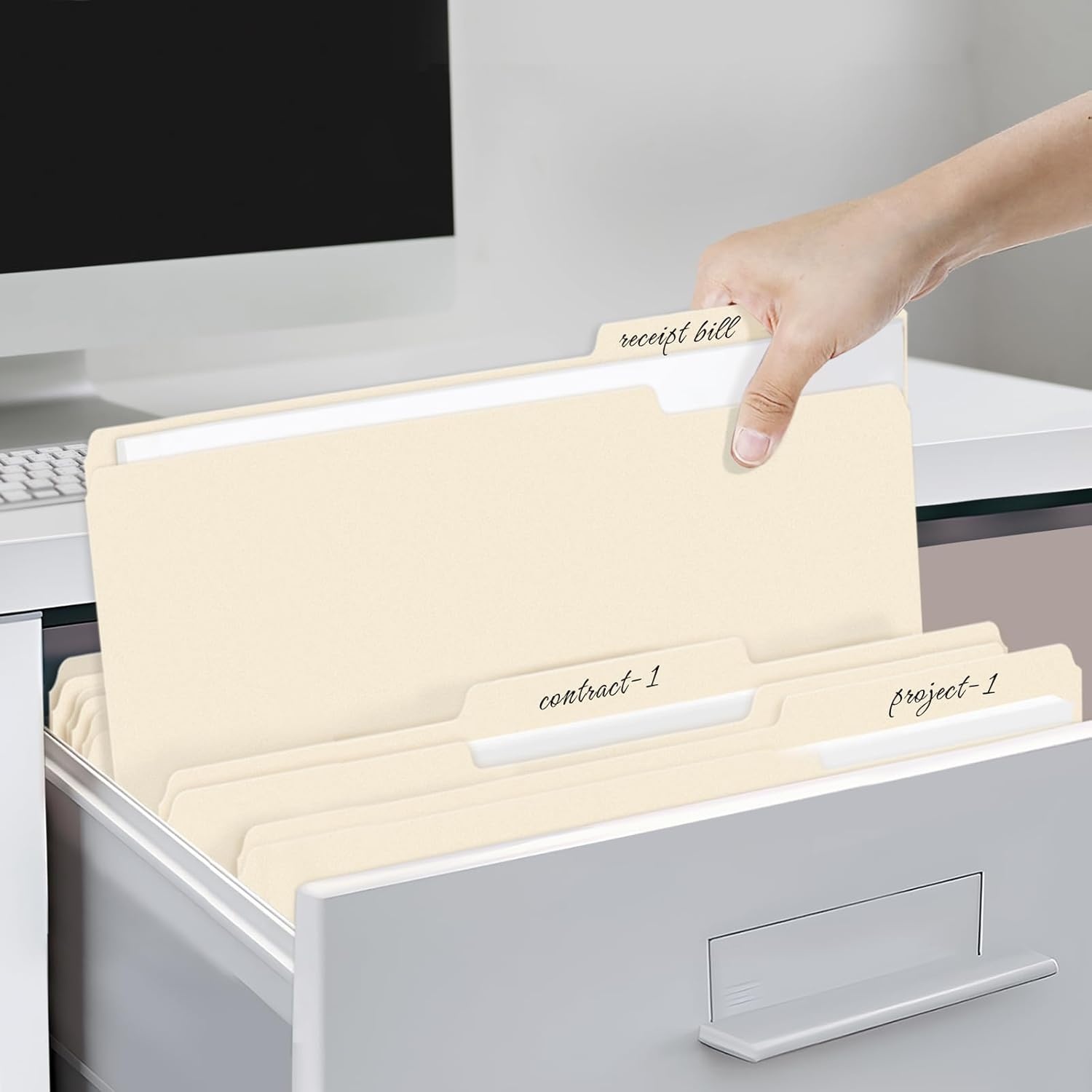image:imageSUNEE Manilla Folders Letter Size 85 x 11 inches100 Per Box 13 Cut Tab for Easy Labeling and Organization Durable Standard Paper for Home Office School Filinglegal size