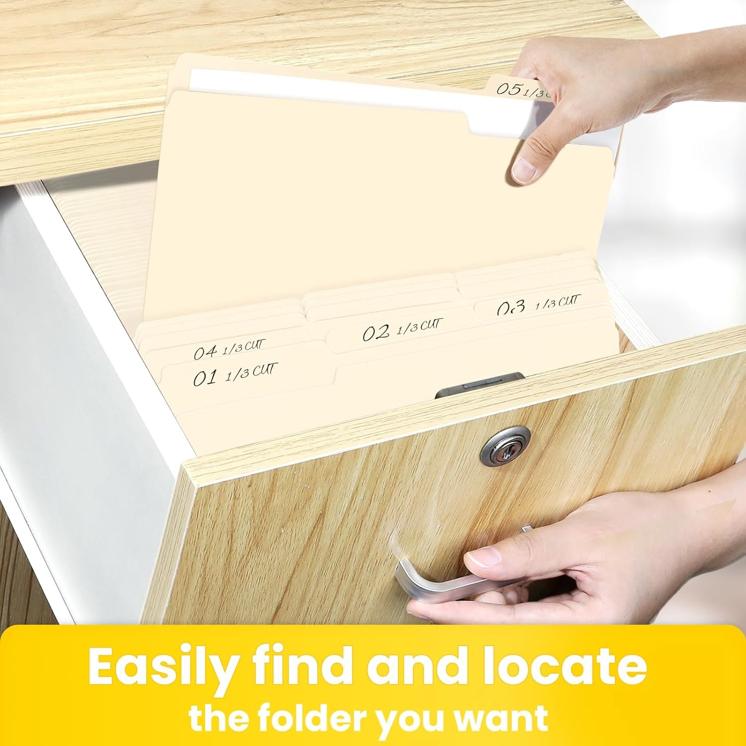 image:imageSUNEE Manilla Folders Letter Size 85 x 11 inches100 Per Box 13 Cut Tab for Easy Labeling and Organization Durable Standard Paper for Home Office School Filingletter size