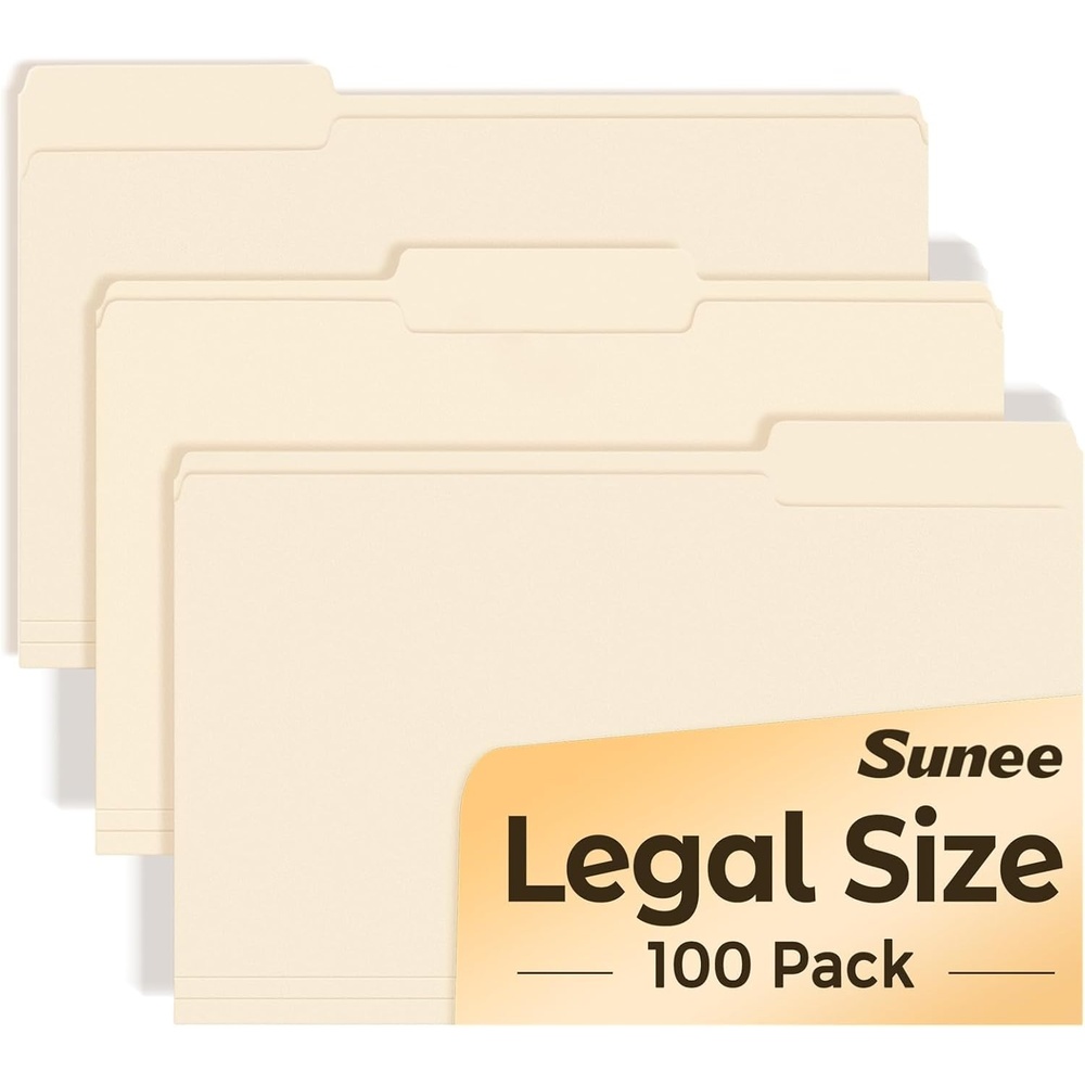 image:imageSUNEE Manilla Folders Letter Size 85 x 11 inches100 Per Box 13 Cut Tab for Easy Labeling and Organization Durable Standard Paper for Home Office School Filinglegal size