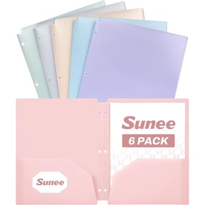 image:imageSUNEE 3 Hole Folders with Pockets 6 Pack Assorted Color Plastic Folders for 3 Ring Binder Heavy Duty Binder Folder for Document for School Students Teachers Office StafMulticolored 2