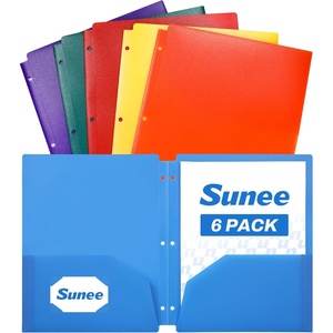 image:imageSUNEE 3 Hole Folders with Pockets 6 Pack Assorted Color Plastic Folders for 3 Ring Binder Heavy Duty Binder Folder for Document for School Students Teachers Office StafMulticolored 1