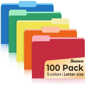 image:imageSUNEE File Folders Letter Size Pastel Colors 100 Pack Manilla Folders 85 x 11 13Cut Tabs Colored File Folders Office Home School for Documents Files PaperAssorted