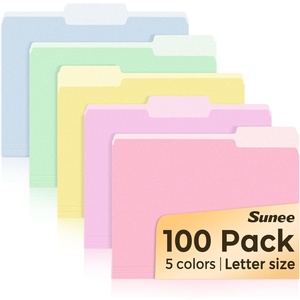 image:imageSUNEE File Folders Letter Size Pastel Colors 100 Pack Manilla Folders 85 x 11 13Cut Tabs Colored File Folders Office Home School for Documents Files PaperSoft Colors