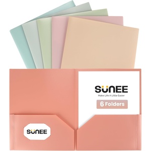 image:imageSUNEE Folders with Pockets 6 Pack Vintage Colors Plastic Folders with Pocket Poly Folder for Documents Letter Size 2 Pocket Folder for Kids Home School OfficeMulticolored 3
