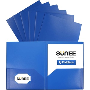 image:imageSUNEE Folders with Pockets 6 Pack Vintage Colors Plastic Folders with Pocket Poly Folder for Documents Letter Size 2 Pocket Folder for Kids Home School OfficeBlue