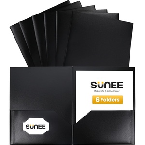 image:imageSUNEE Folders with Pockets 6 Pack Vintage Colors Plastic Folders with Pocket Poly Folder for Documents Letter Size 2 Pocket Folder for Kids Home School OfficeBlack