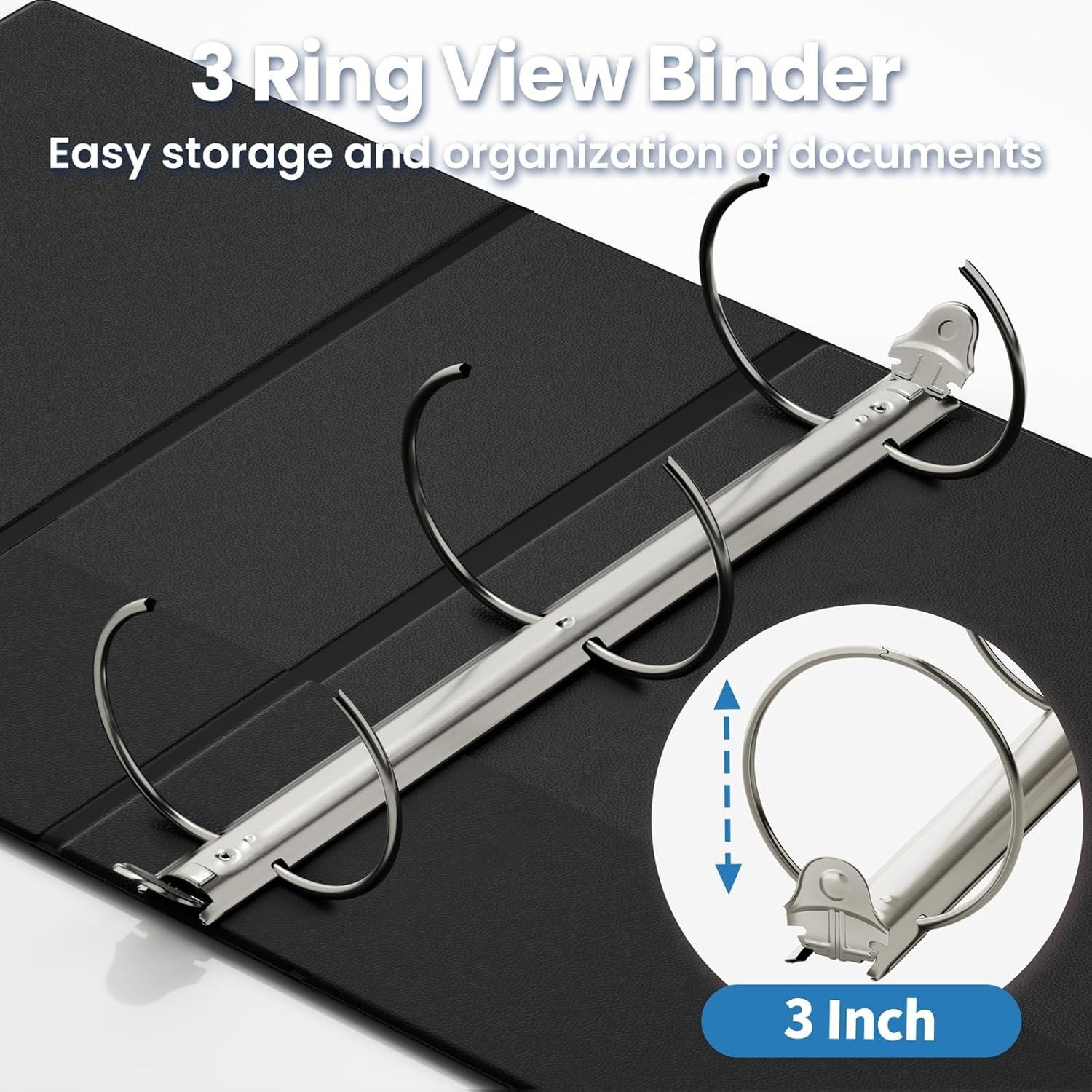 image:imageSUNEE 2 Inch Binders 3 Ring 4 Pack PVCFree Clear View 2 Binders Fits 85x11 Inches for School Office amp Home Use WhiteBlack