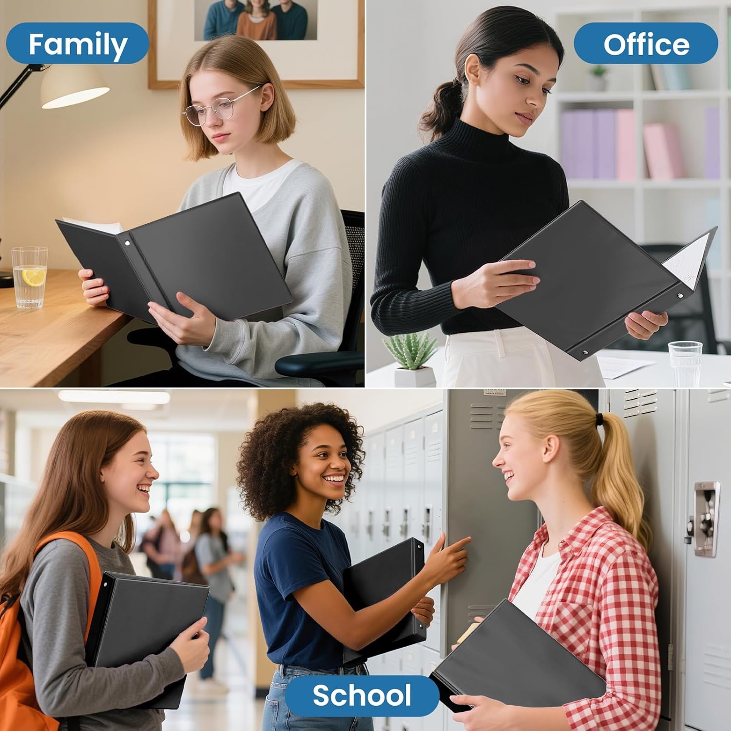 image:imageSUNEE 2 Inch Binders 3 Ring 4 Pack PVCFree Clear View 2 Binders Fits 85x11 Inches for School Office amp Home Use WhiteBlack