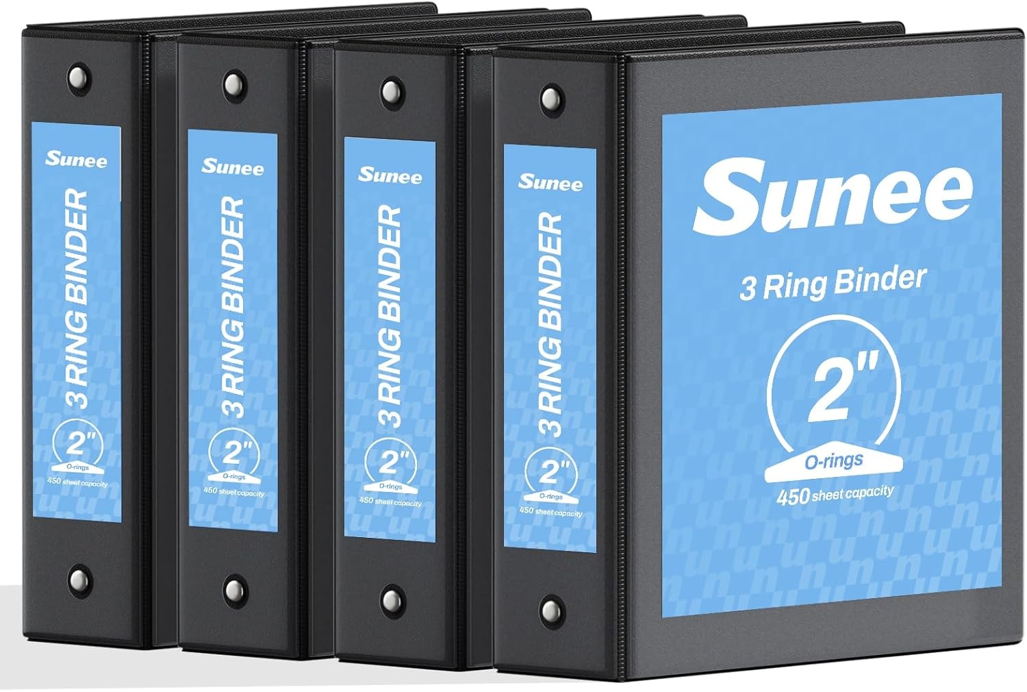image:imageSUNEE 2 Inch Binders 3 Ring 4 Pack PVCFree Clear View 2 Binders Fits 85x11 Inches for School Office amp Home Use WhiteBlack