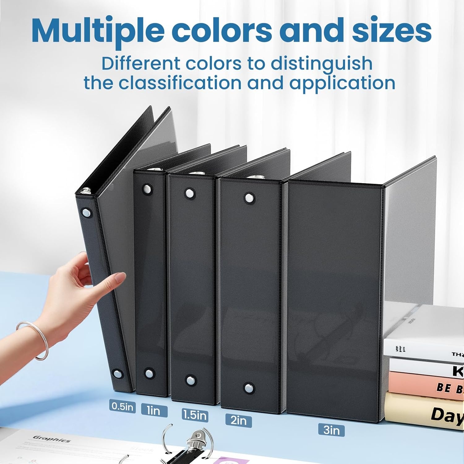 image:imageSUNEE 2 Inch Binders 3 Ring 4 Pack PVCFree Clear View 2 Binders Fits 85x11 Inches for School Office amp Home Use WhiteBlack