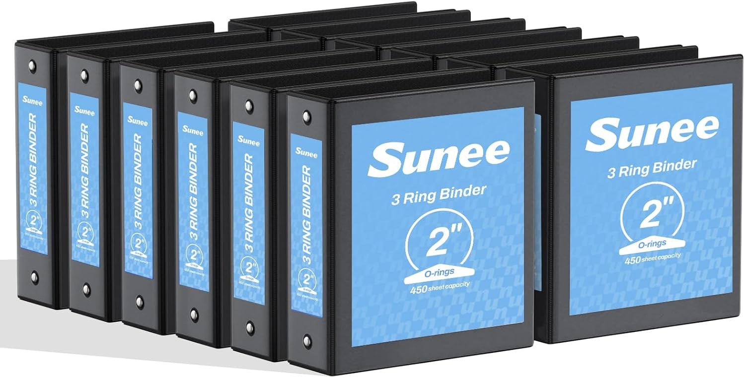 image:imageSUNEE 2 Inch Binders 3 Ring 4 Pack PVCFree Clear View 2 Binders Fits 85x11 Inches for School Office amp Home Use WhiteBlack
