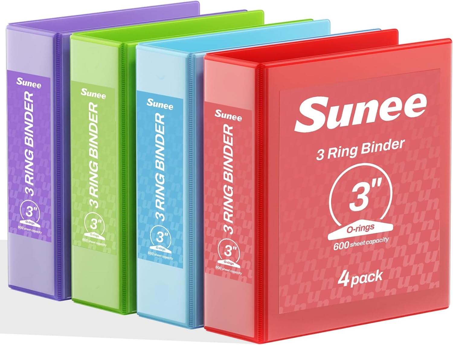 image:imageSUNEE 2 Inch Binders 3 Ring 4 Pack PVCFree Clear View 2 Binders Fits 85x11 Inches for School Office amp Home Use WhiteClassic Assortment