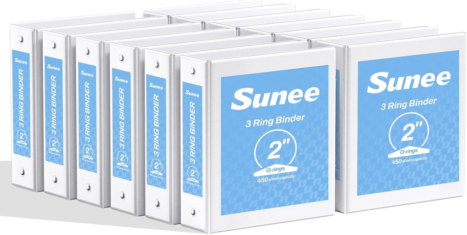 image:imageSUNEE 2 Inch Binders 3 Ring 4 Pack PVCFree Clear View 2 Binders Fits 85x11 Inches for School Office amp Home Use WhiteWhite