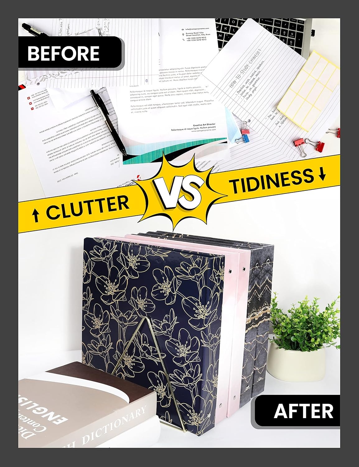 image:imageSUNEE 3 Ring Binder 1 Inch Cute Decorative Green Marble Heavy Duty Fits 85x11 Inches for School amp OfficeBlack Marble