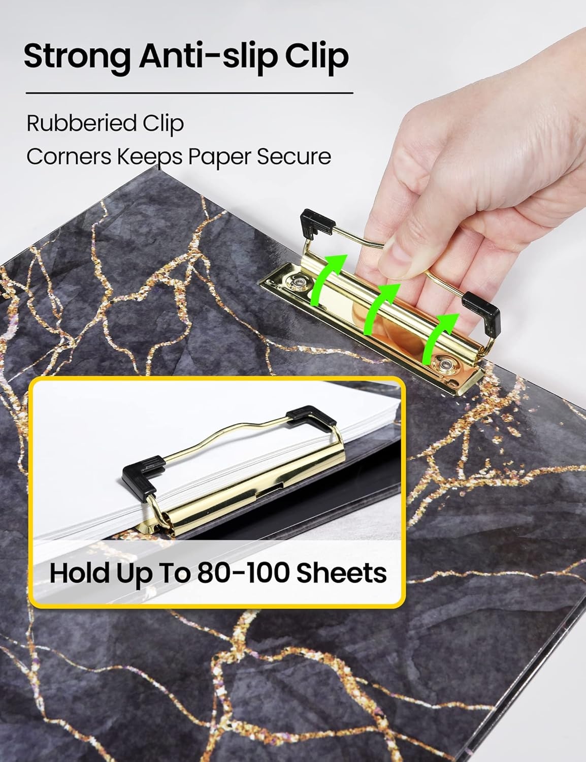 image:imageSUNEE 3 Ring Binder 1 Inch Cute Decorative Green Marble Heavy Duty Fits 85x11 Inches for School amp OfficeBlack Marble