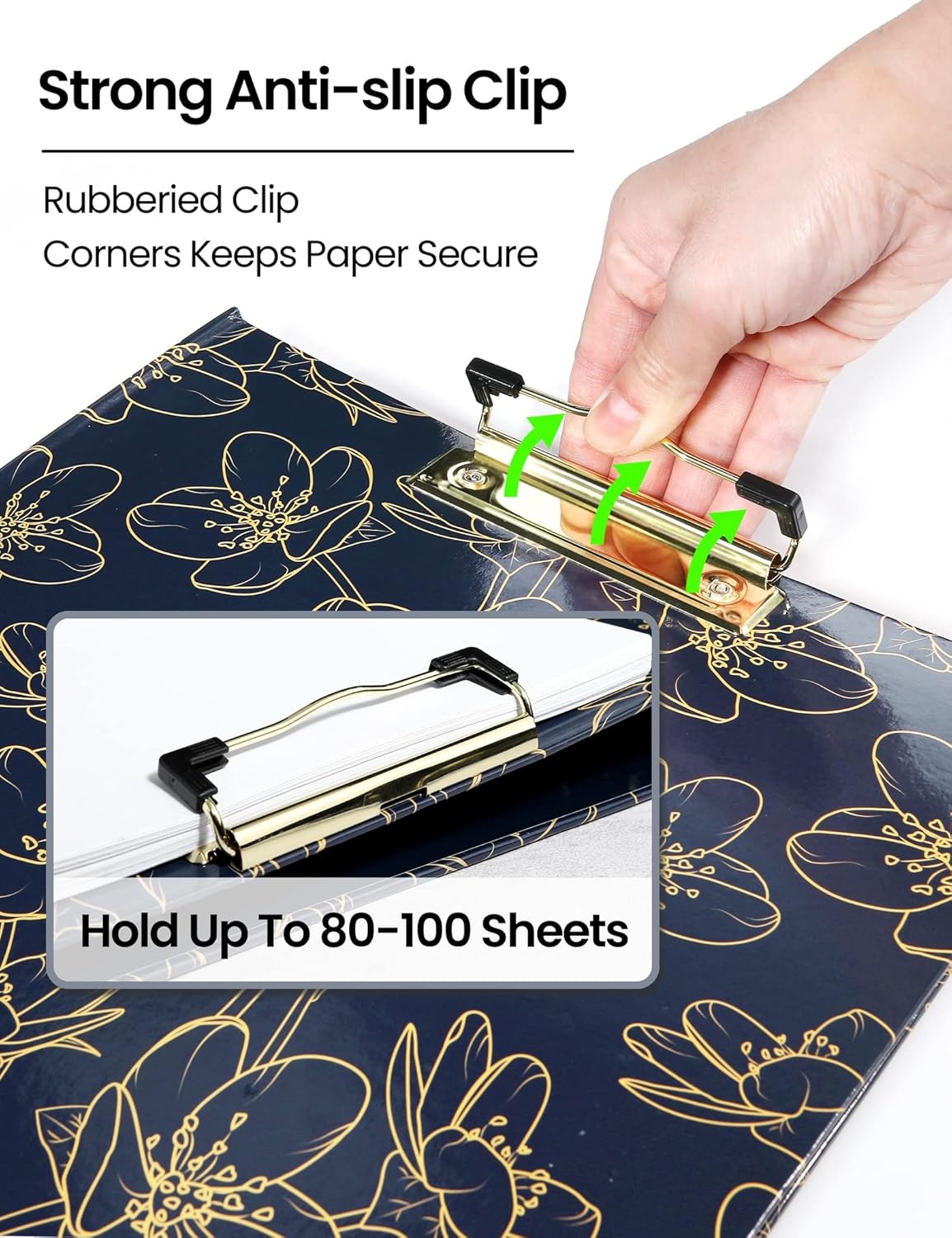 image:imageSUNEE 3 Ring Binder 1 Inch Cute Decorative Green Marble Heavy Duty Fits 85x11 Inches for School amp OfficeGold Rose on Blue Design