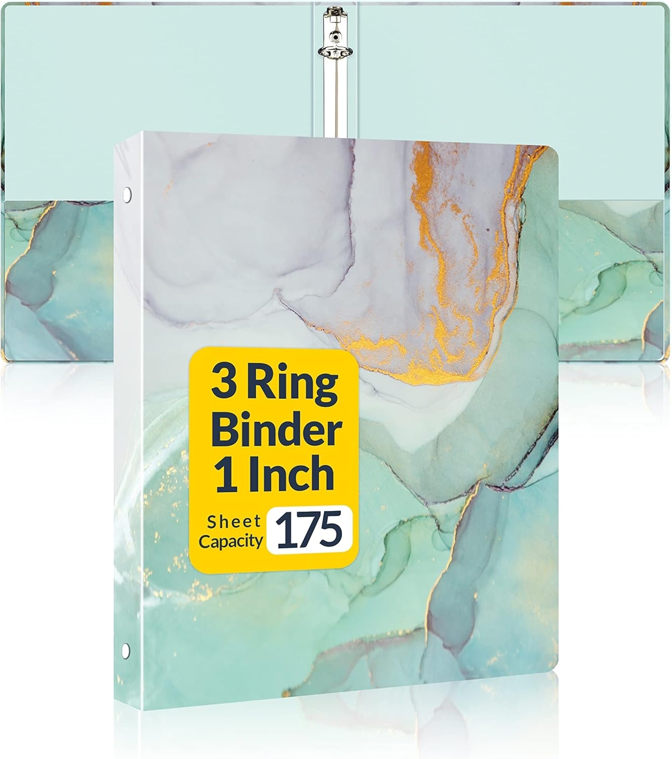 image:imageSUNEE 3 Ring Binder 1 Inch Cute Decorative Green Marble Heavy Duty Fits 85x11 Inches for School amp OfficeGreen Marble