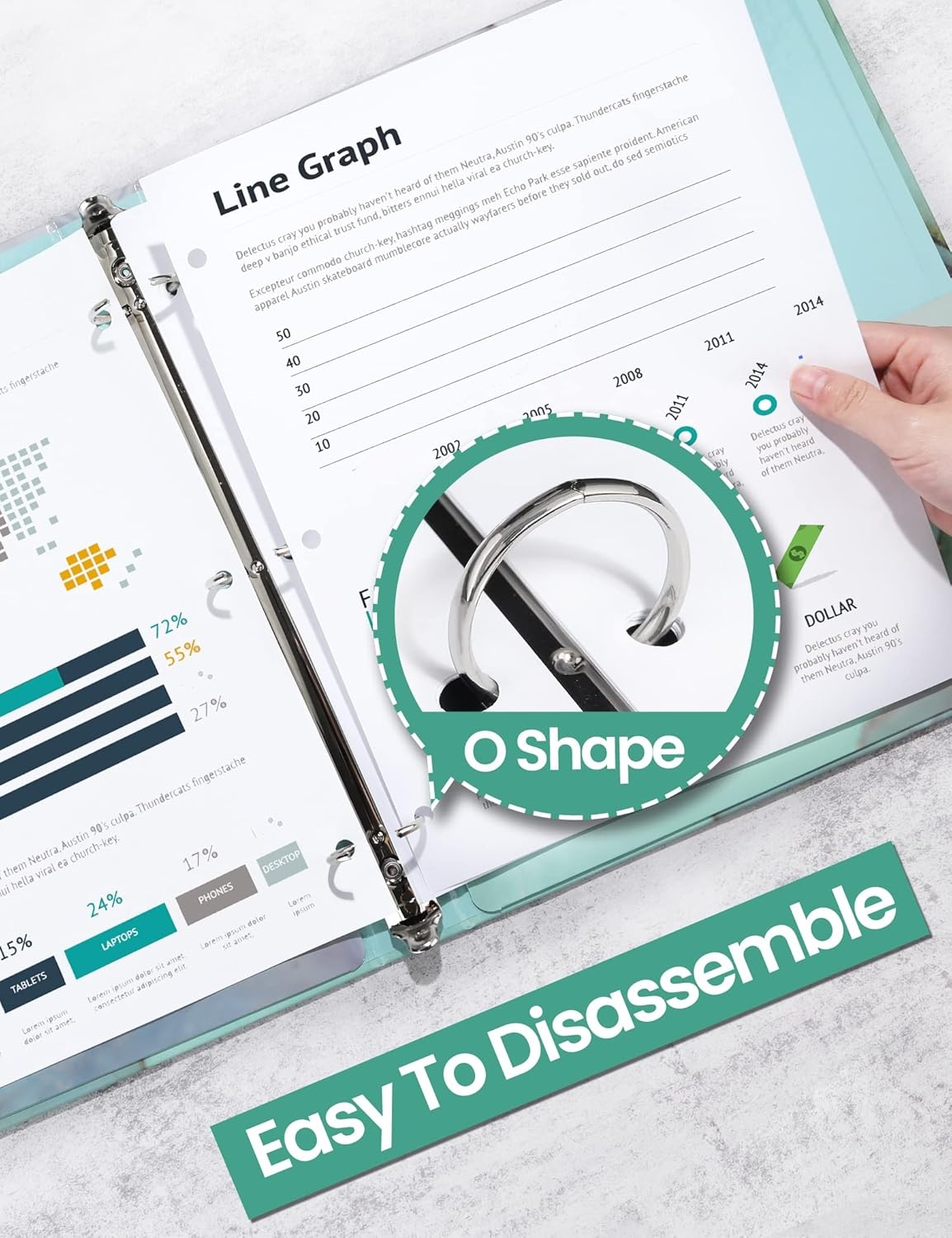 image:imageSUNEE 3 Ring Binder 1 Inch Cute Decorative Green Marble Heavy Duty Fits 85x11 Inches for School amp OfficeGreen Marble