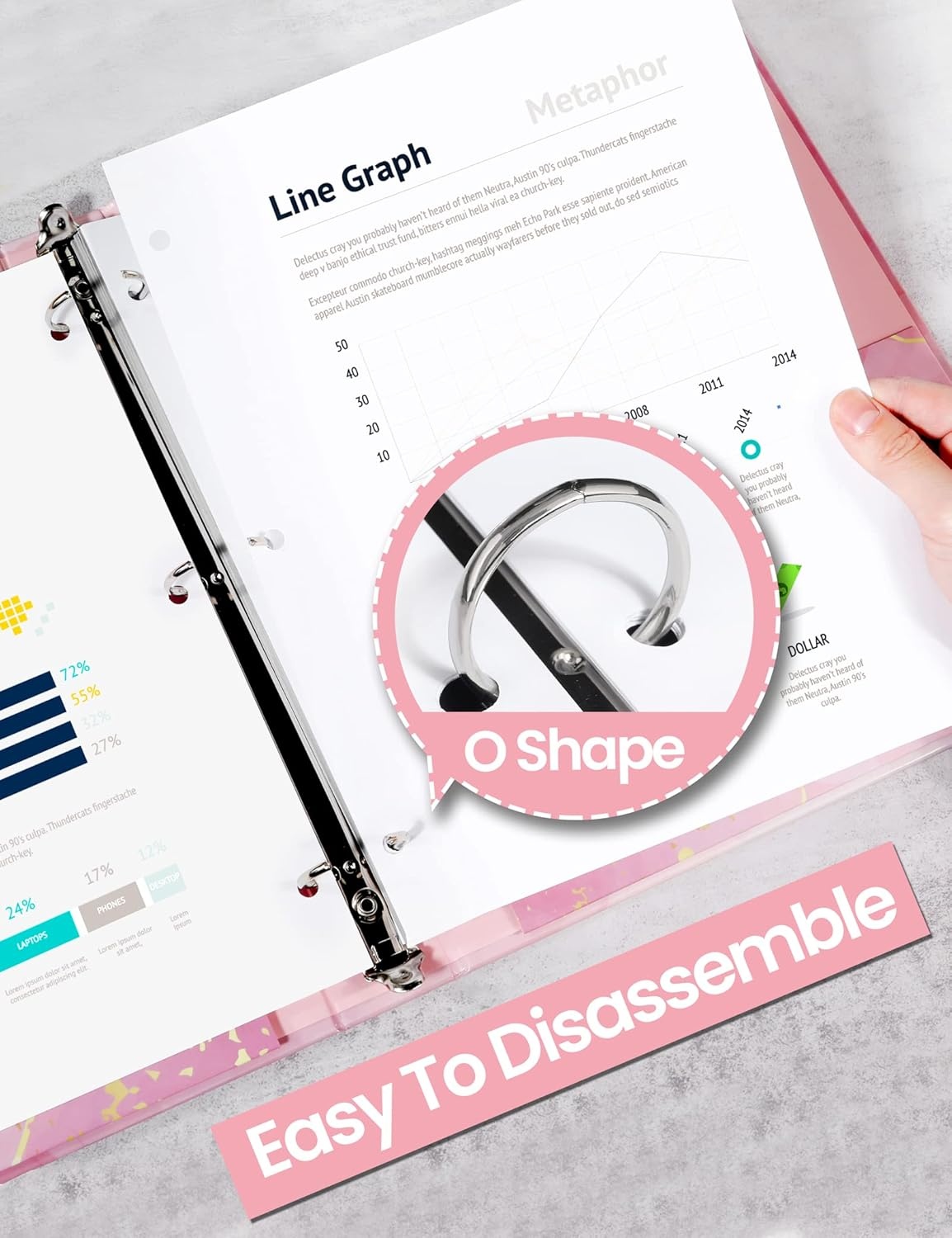 image:imageSUNEE 3 Ring Binder 1 Inch Cute Decorative Green Marble Heavy Duty Fits 85x11 Inches for School amp OfficePink Marble