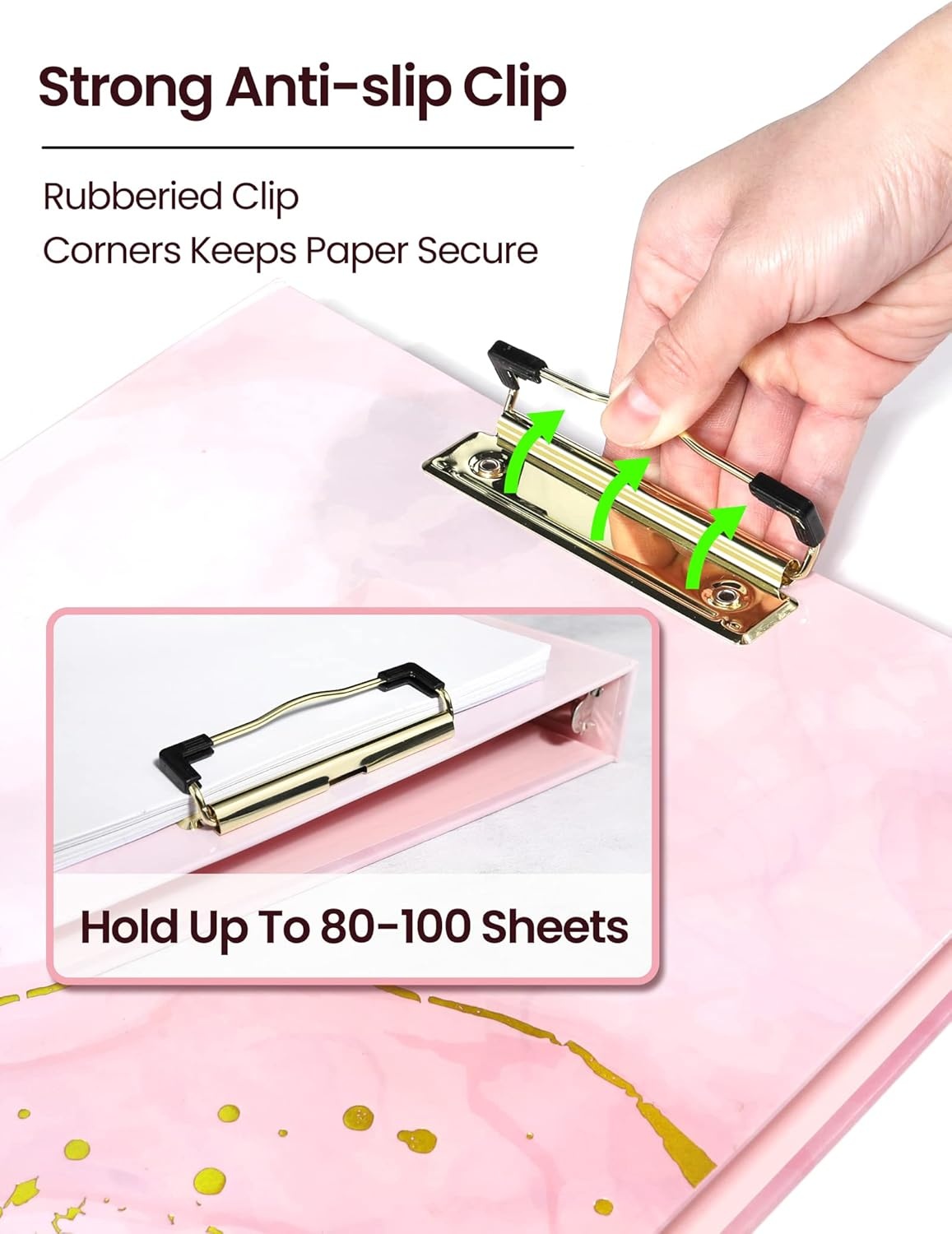 image:imageSUNEE 3 Ring Binder 1 Inch Cute Decorative Green Marble Heavy Duty Fits 85x11 Inches for School amp OfficePink Marble