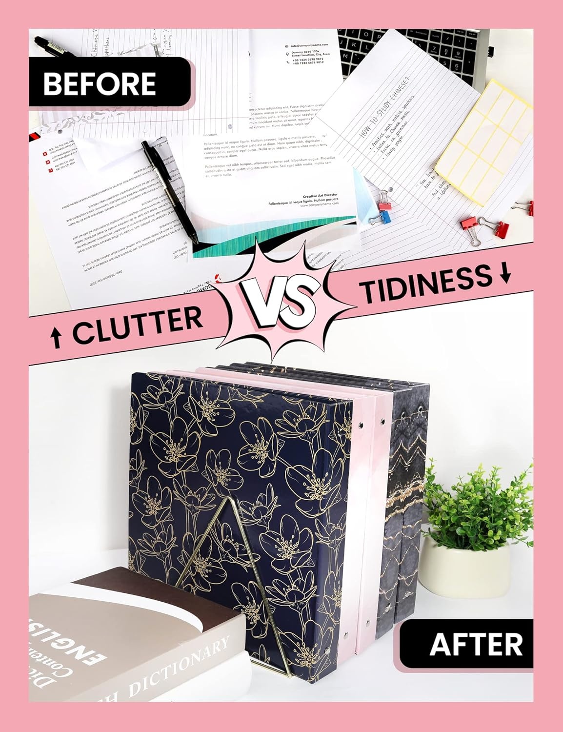 image:imageSUNEE 3 Ring Binder 1 Inch Cute Decorative Green Marble Heavy Duty Fits 85x11 Inches for School amp OfficePink Marble