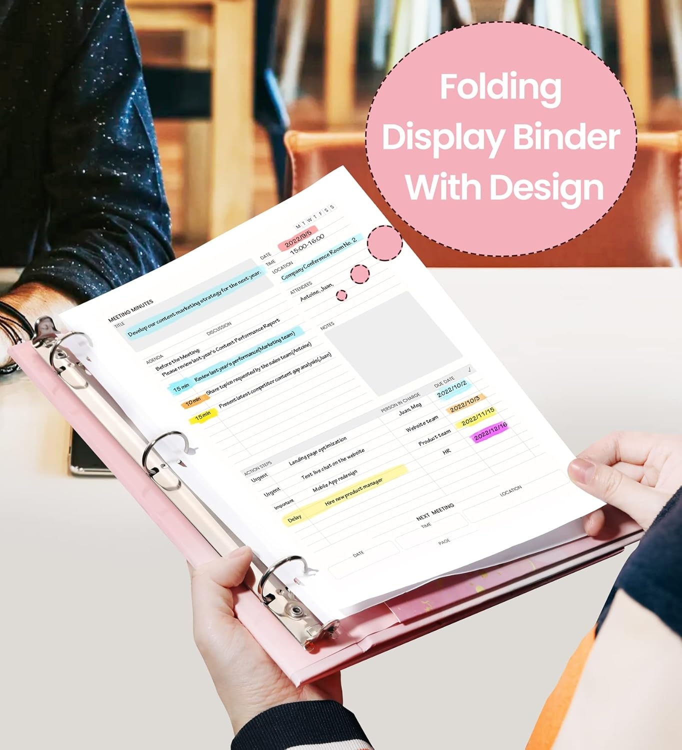 image:imageSUNEE 3 Ring Binder 1 Inch Cute Decorative Green Marble Heavy Duty Fits 85x11 Inches for School amp OfficePink Marble