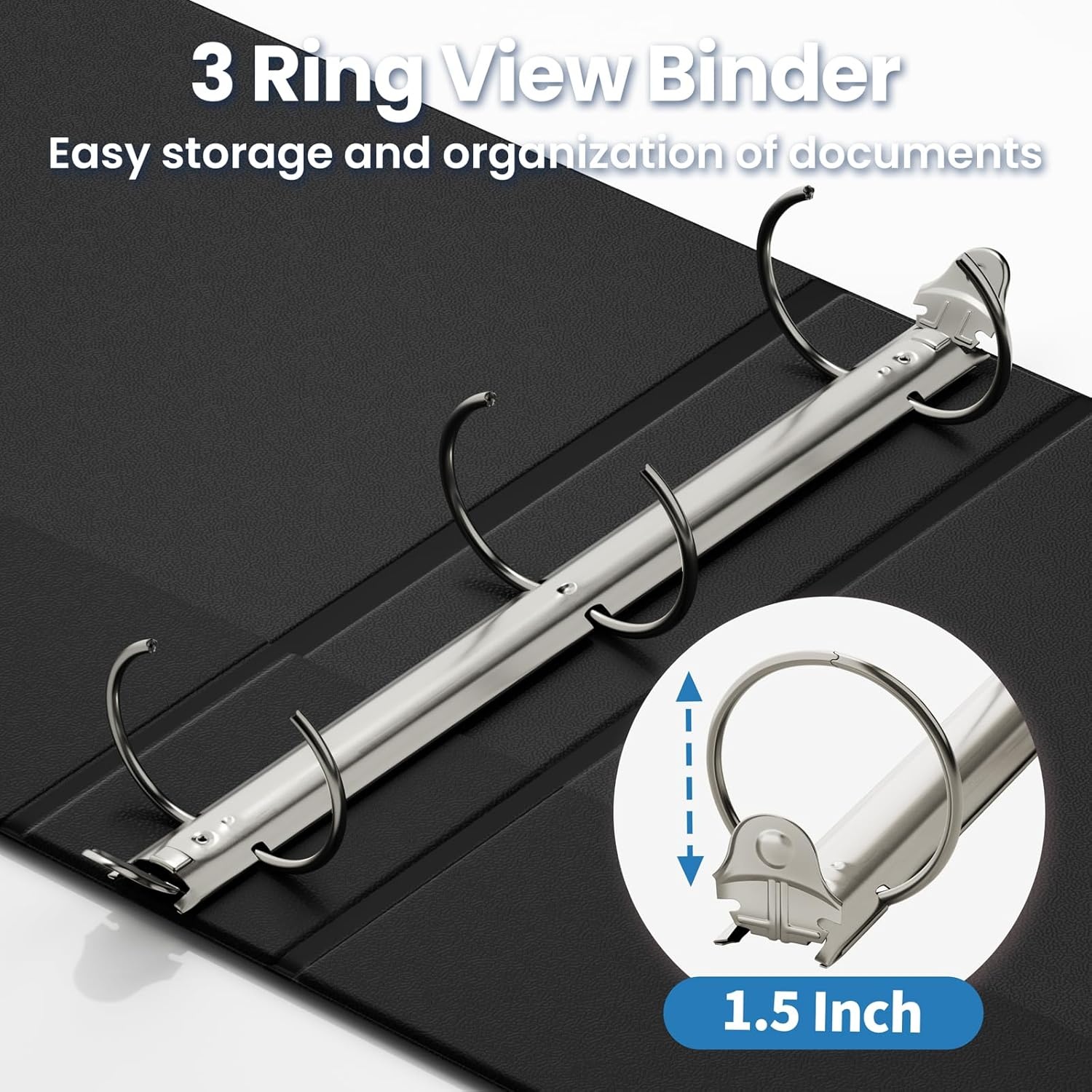 image:imageSUNEE 3 Ring Binder 15 Inch 1 Pack Clear View Binder Three Ring PVCFree Fit 85x11 Inches for School or Office Supplies Cobalt BlueBlack