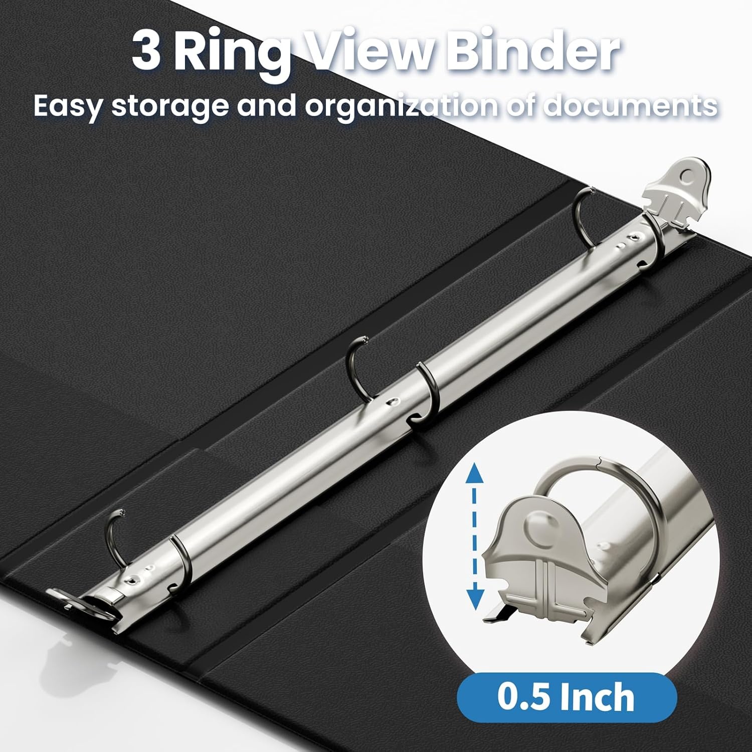 image:imageSUNEE 3 Ring Binder 15 Inch 1 Pack Clear View Binder Three Ring PVCFree Fit 85x11 Inches for School or Office Supplies Cobalt BlueBlack