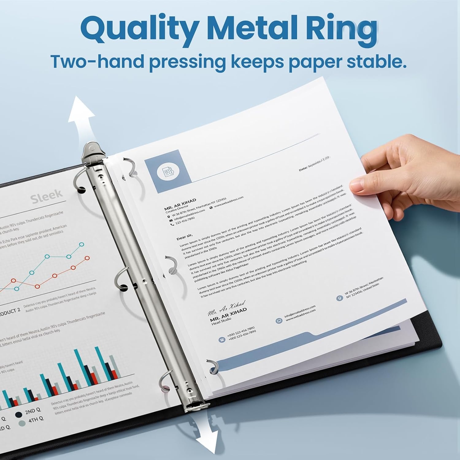 image:imageSUNEE 3 Ring Binder 15 Inch 1 Pack Clear View Binder Three Ring PVCFree Fit 85x11 Inches for School or Office Supplies Cobalt BlueBlack