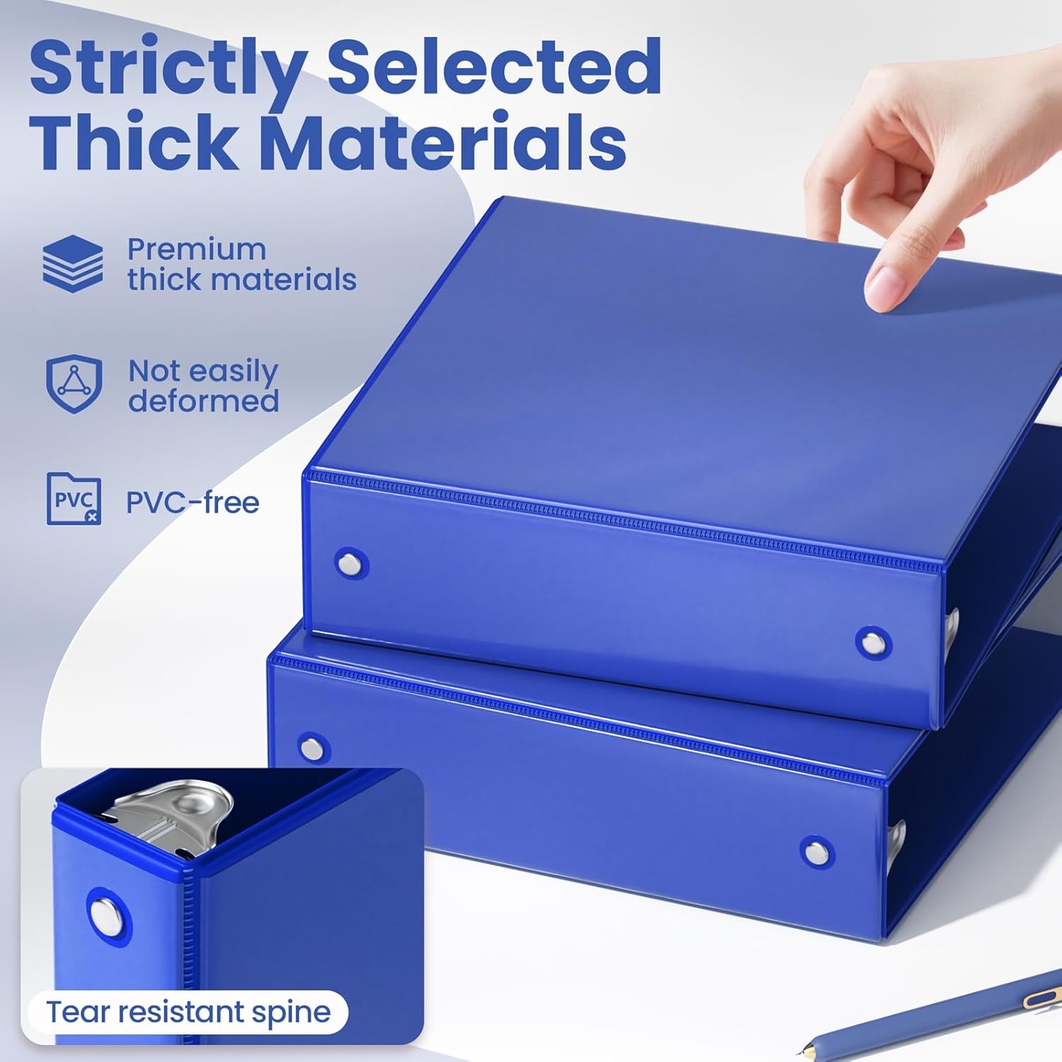image:imageSUNEE 3 Ring Binder 15 Inch 1 Pack Clear View Binder Three Ring PVCFree Fit 85x11 Inches for School or Office Supplies Cobalt BlueCobalt Blue