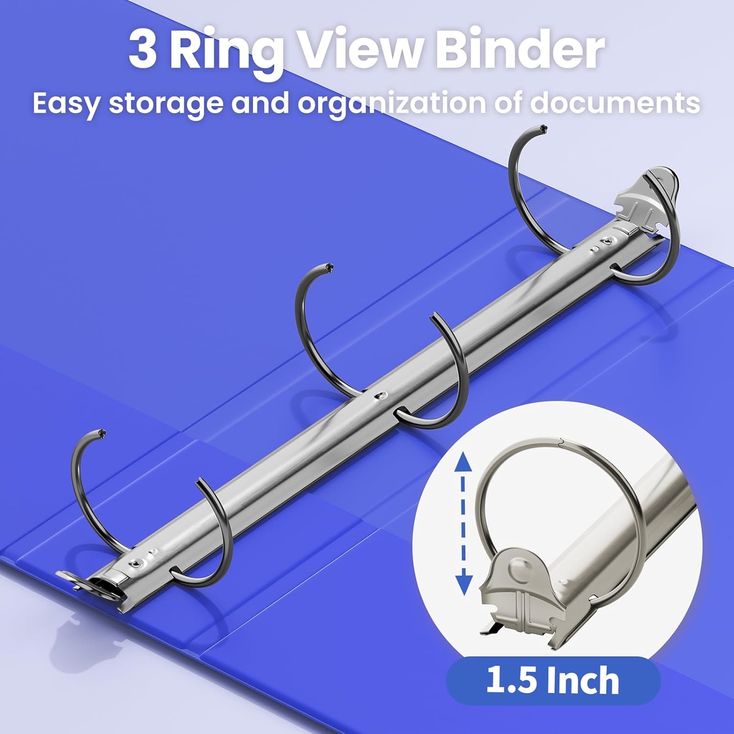 image:imageSUNEE 3 Ring Binder 15 Inch 1 Pack Clear View Binder Three Ring PVCFree Fit 85x11 Inches for School or Office Supplies Cobalt BlueCobalt Blue