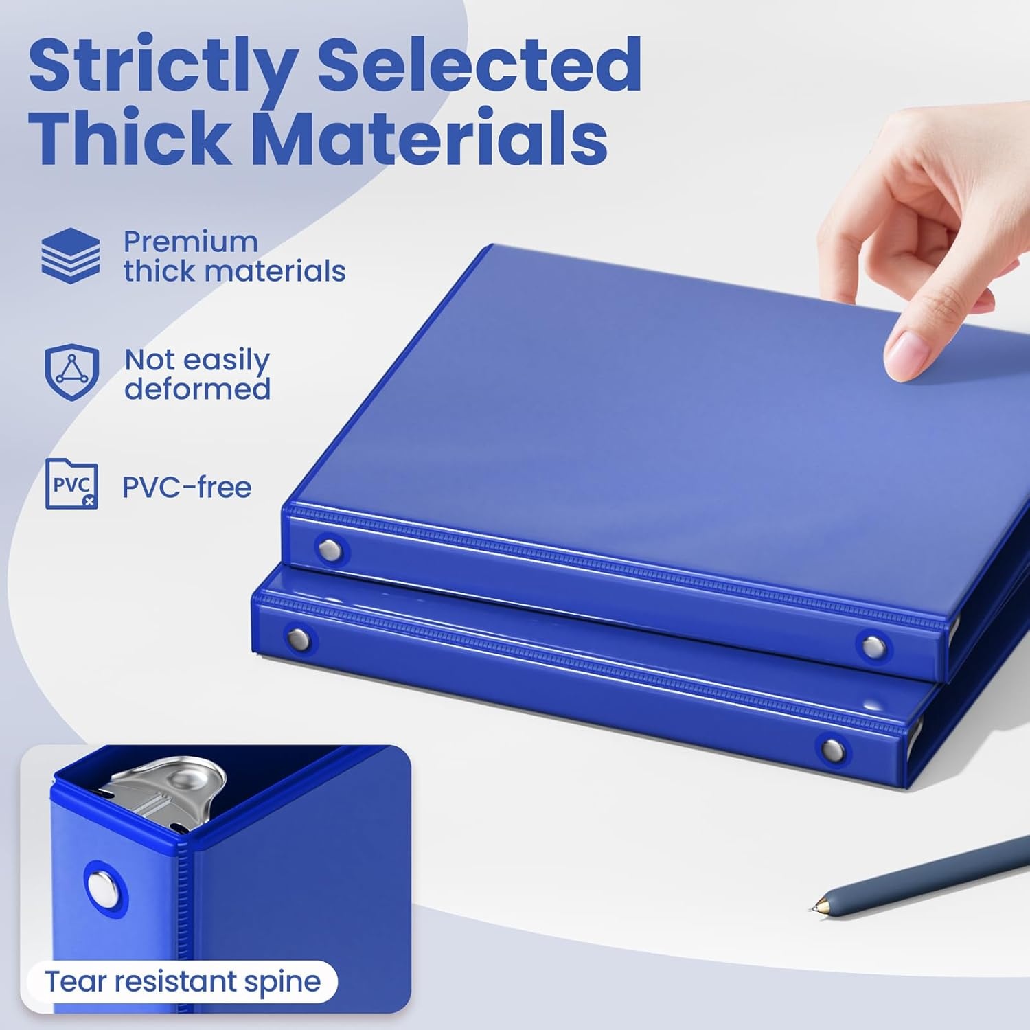 image:imageSUNEE 3 Ring Binder 15 Inch 1 Pack Clear View Binder Three Ring PVCFree Fit 85x11 Inches for School or Office Supplies Cobalt BlueCobalt Blue