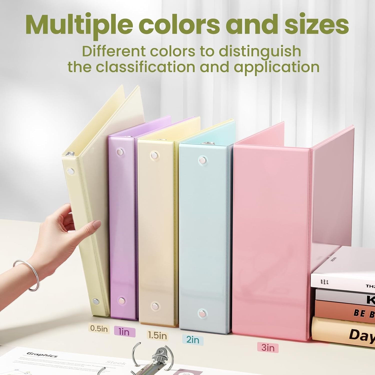 image:imageSUNEE 3 Ring Binder 15 Inch 1 Pack Clear View Binder Three Ring PVCFree Fit 85x11 Inches for School or Office Supplies Cobalt BlueLight Yellow