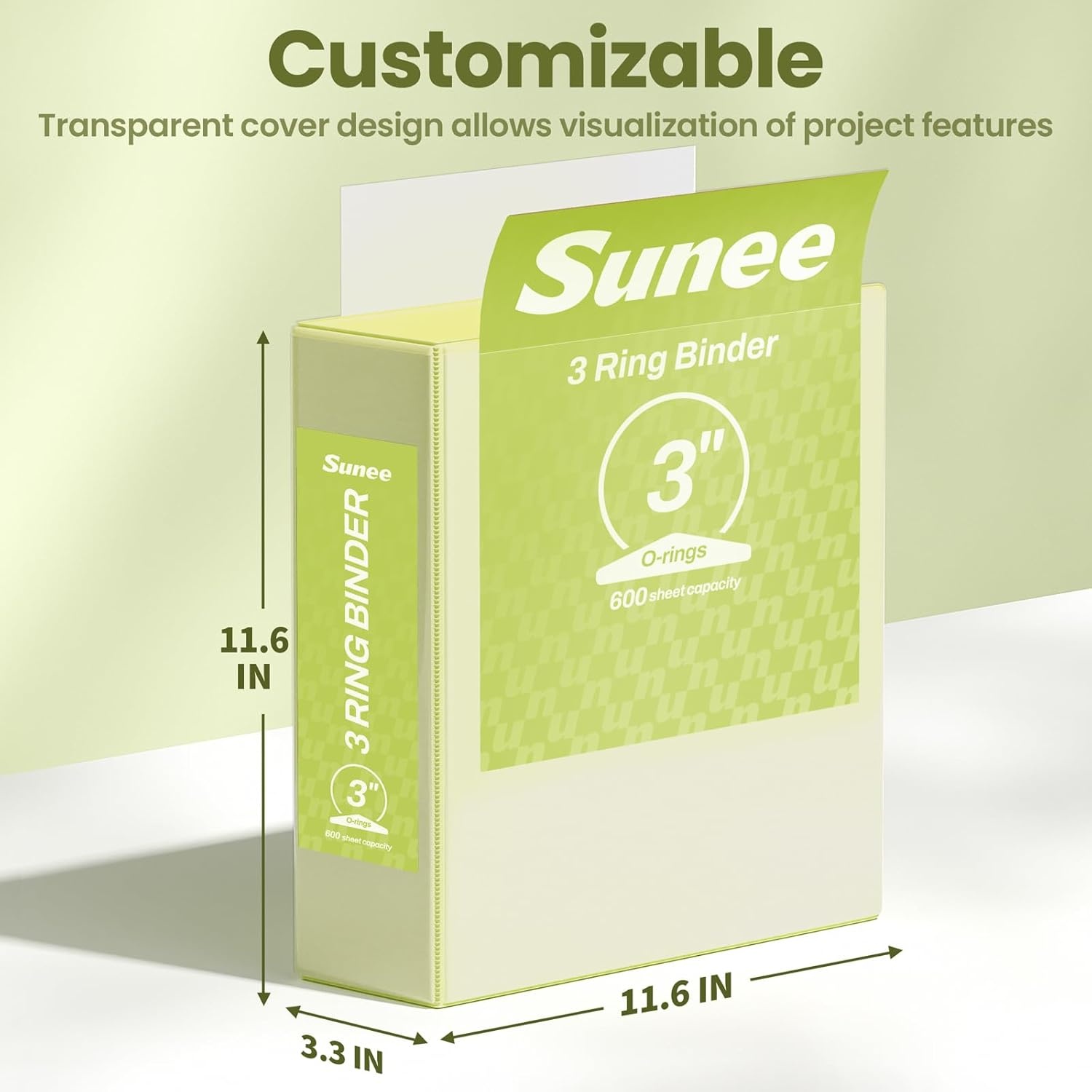 image:imageSUNEE 3 Ring Binder 15 Inch 1 Pack Clear View Binder Three Ring PVCFree Fit 85x11 Inches for School or Office Supplies Cobalt BlueLight Yellow