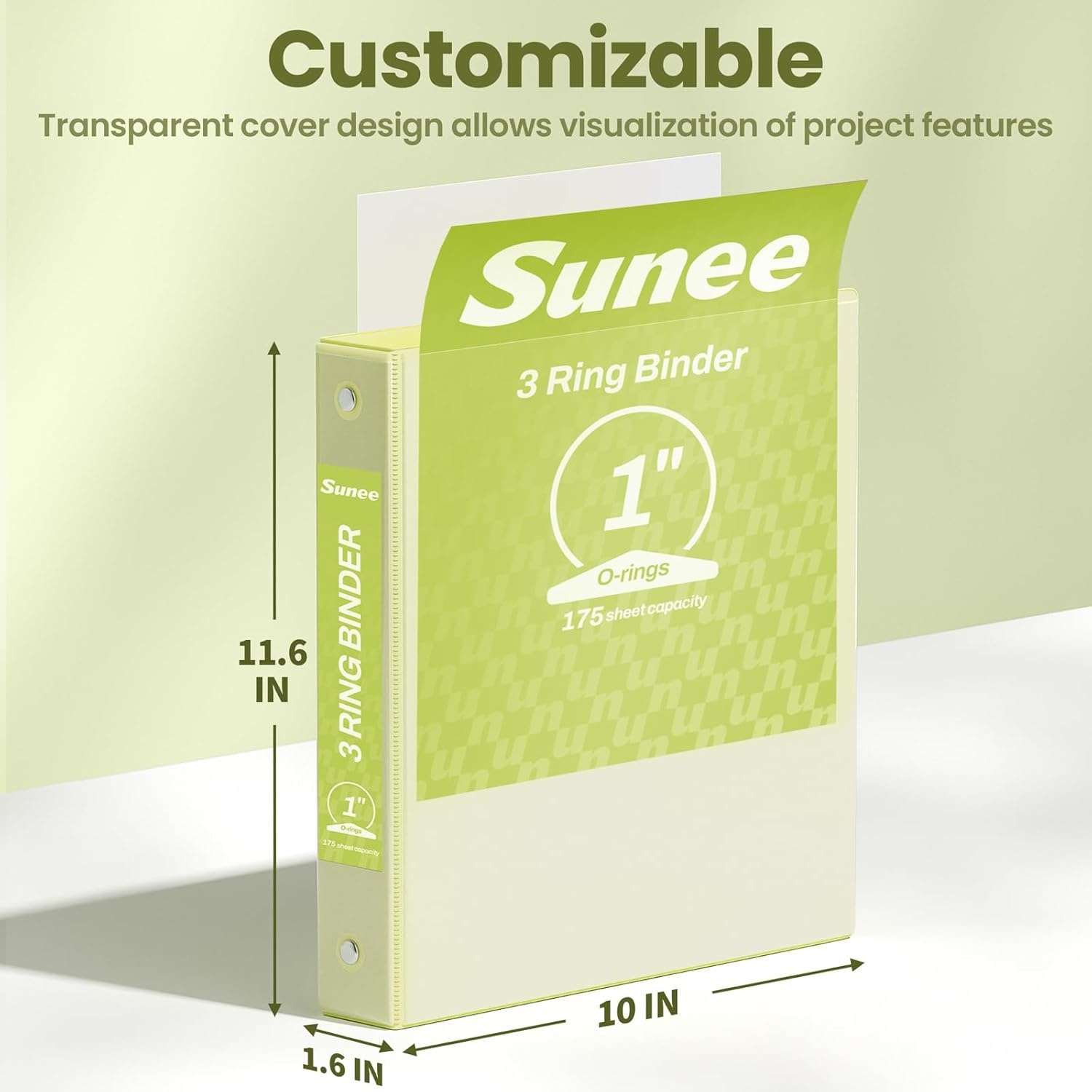 image:imageSUNEE 3 Ring Binder 15 Inch 1 Pack Clear View Binder Three Ring PVCFree Fit 85x11 Inches for School or Office Supplies Cobalt BlueLight Yellow