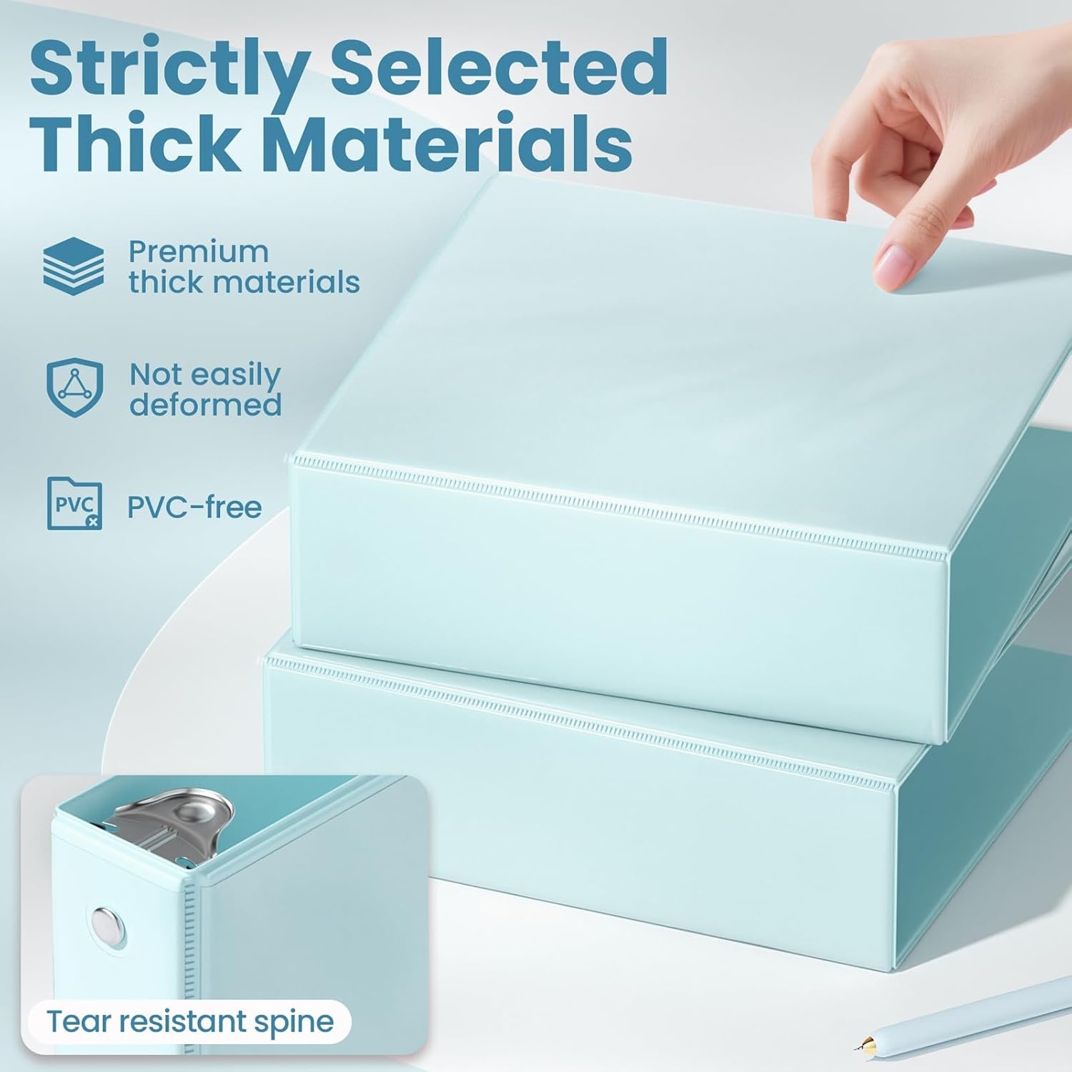 image:imageSUNEE 3 Ring Binder 15 Inch 1 Pack Clear View Binder Three Ring PVCFree Fit 85x11 Inches for School or Office Supplies Cobalt BluePastel Blue