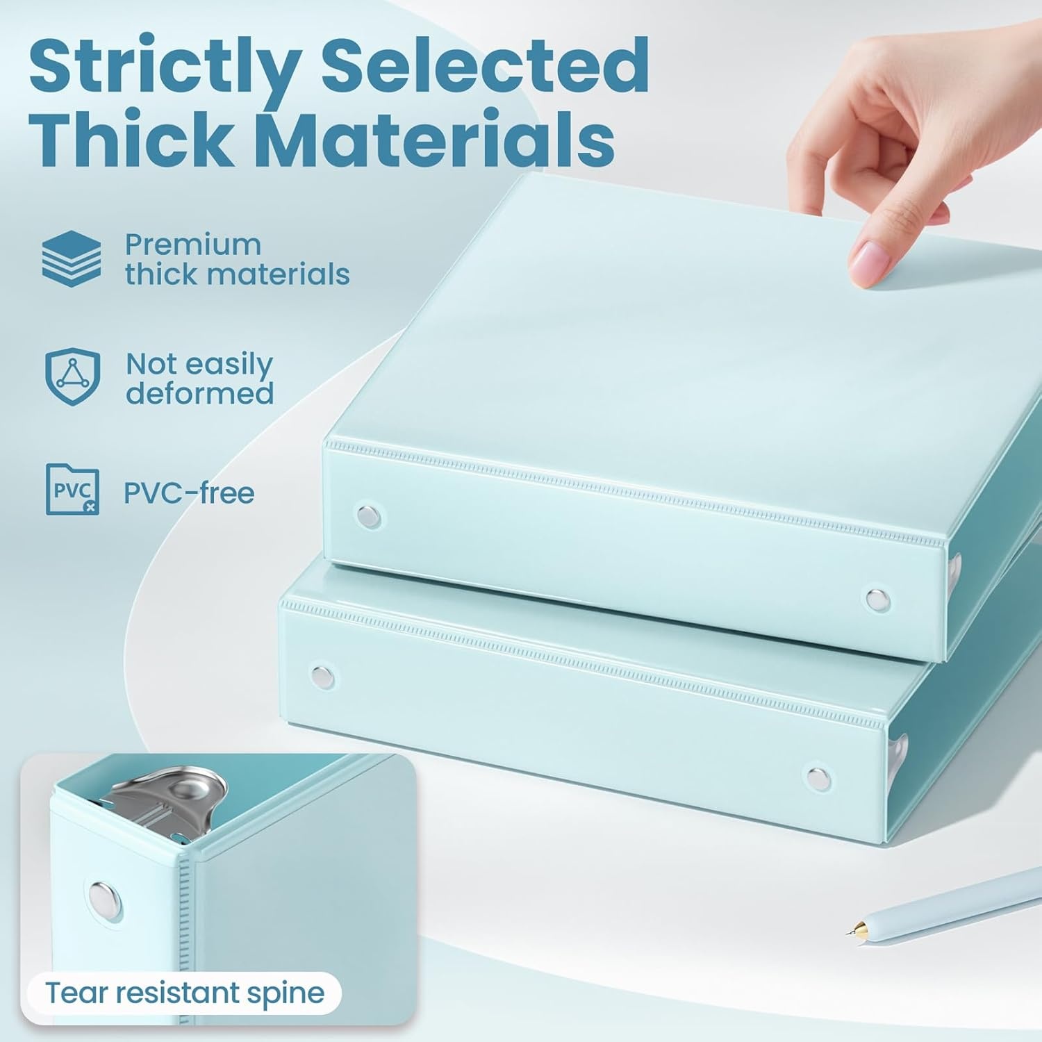 image:imageSUNEE 3 Ring Binder 15 Inch 1 Pack Clear View Binder Three Ring PVCFree Fit 85x11 Inches for School or Office Supplies Cobalt BluePastel Blue