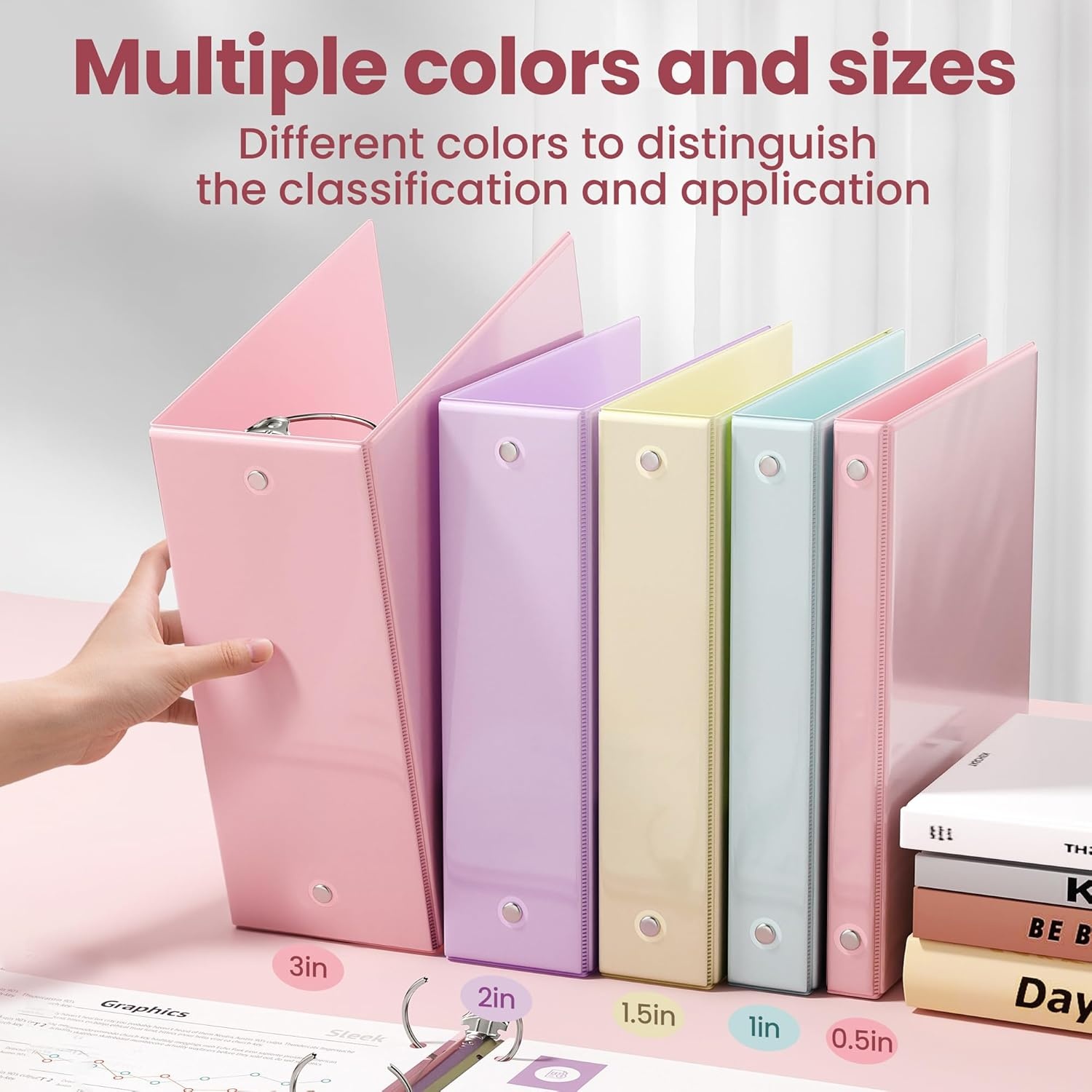 image:imageSUNEE 3 Ring Binder 15 Inch 1 Pack Clear View Binder Three Ring PVCFree Fit 85x11 Inches for School or Office Supplies Cobalt BluePink