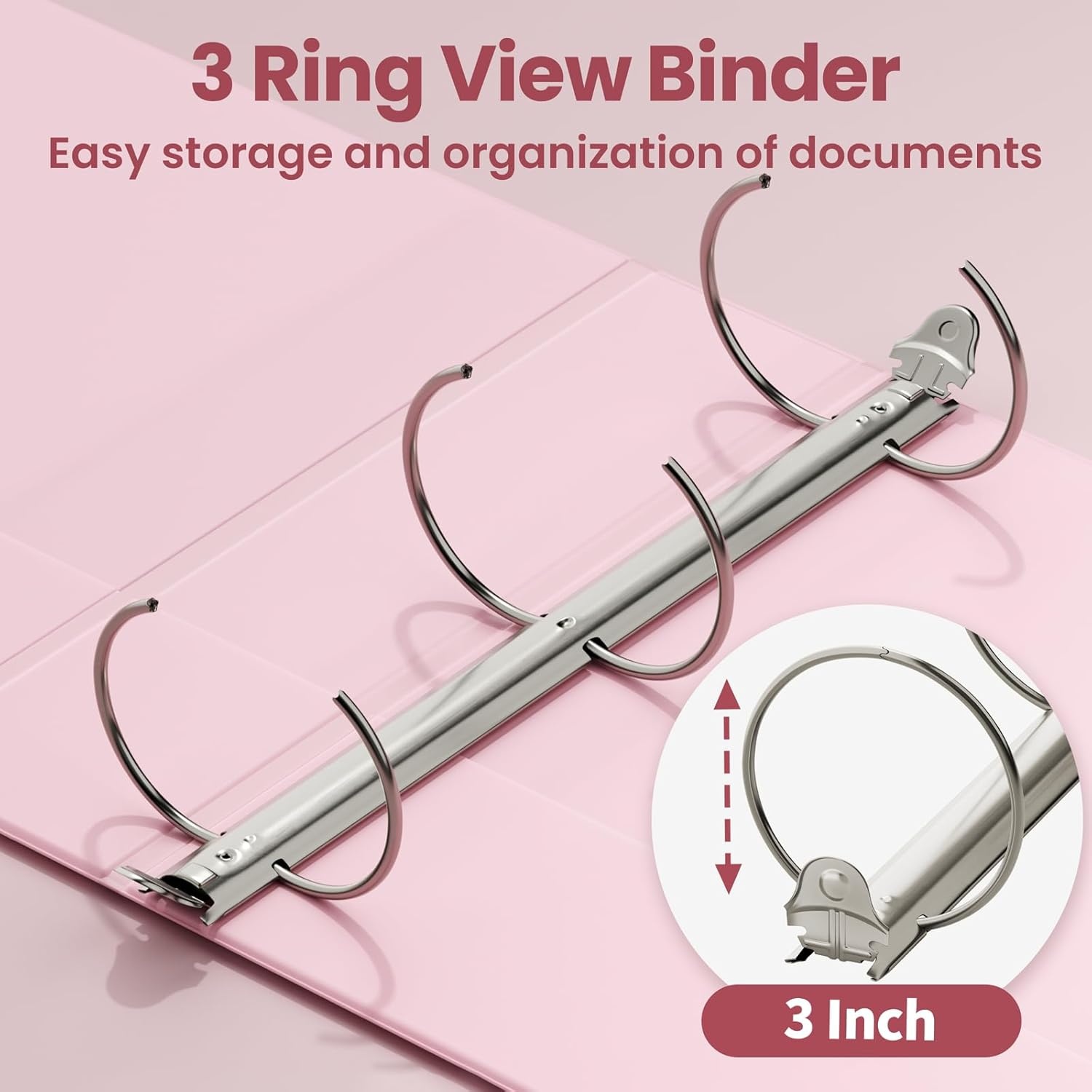 image:imageSUNEE 3 Ring Binder 15 Inch 1 Pack Clear View Binder Three Ring PVCFree Fit 85x11 Inches for School or Office Supplies Cobalt BluePink