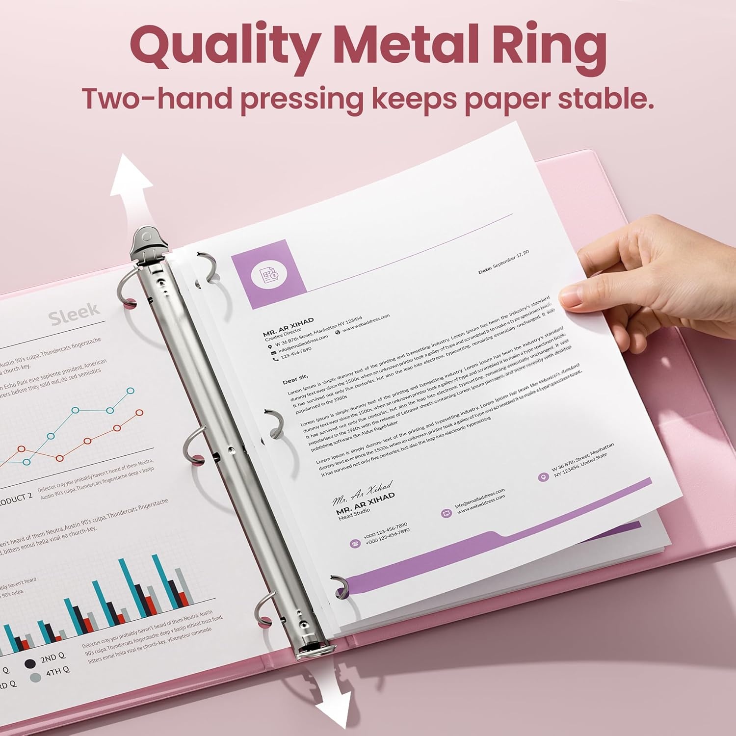 image:imageSUNEE 3 Ring Binder 15 Inch 1 Pack Clear View Binder Three Ring PVCFree Fit 85x11 Inches for School or Office Supplies Cobalt BluePink