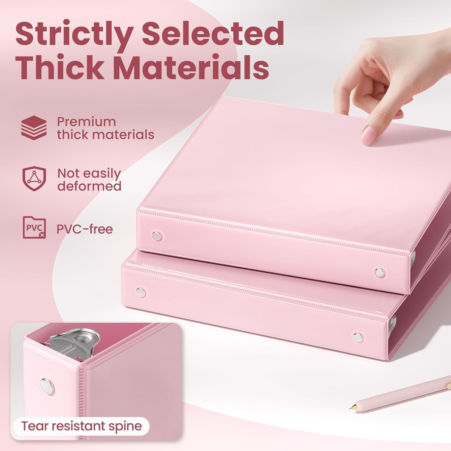 image:imageSUNEE 3 Ring Binder 15 Inch 1 Pack Clear View Binder Three Ring PVCFree Fit 85x11 Inches for School or Office Supplies Cobalt BluePink