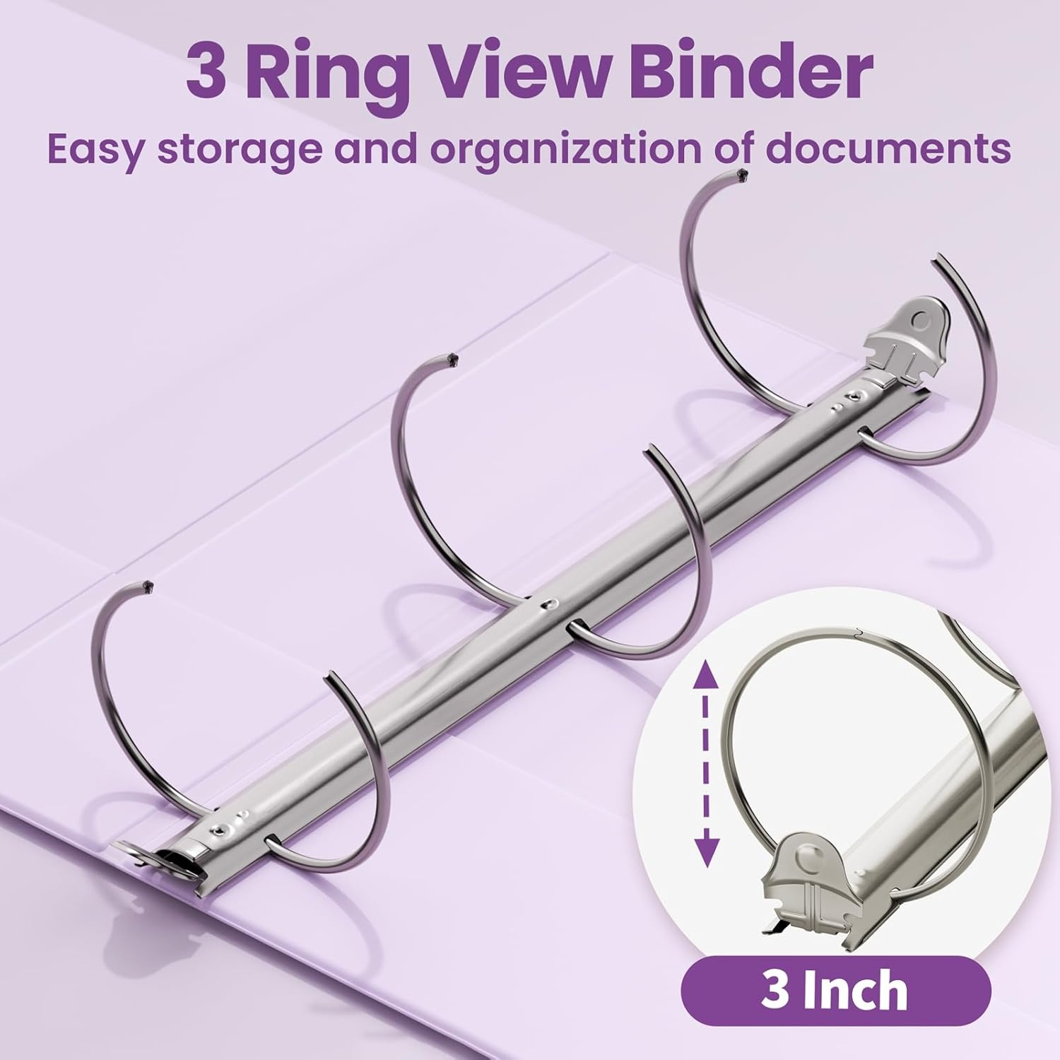 image:imageSUNEE 3 Ring Binder 15 Inch 1 Pack Clear View Binder Three Ring PVCFree Fit 85x11 Inches for School or Office Supplies Cobalt BluePurple