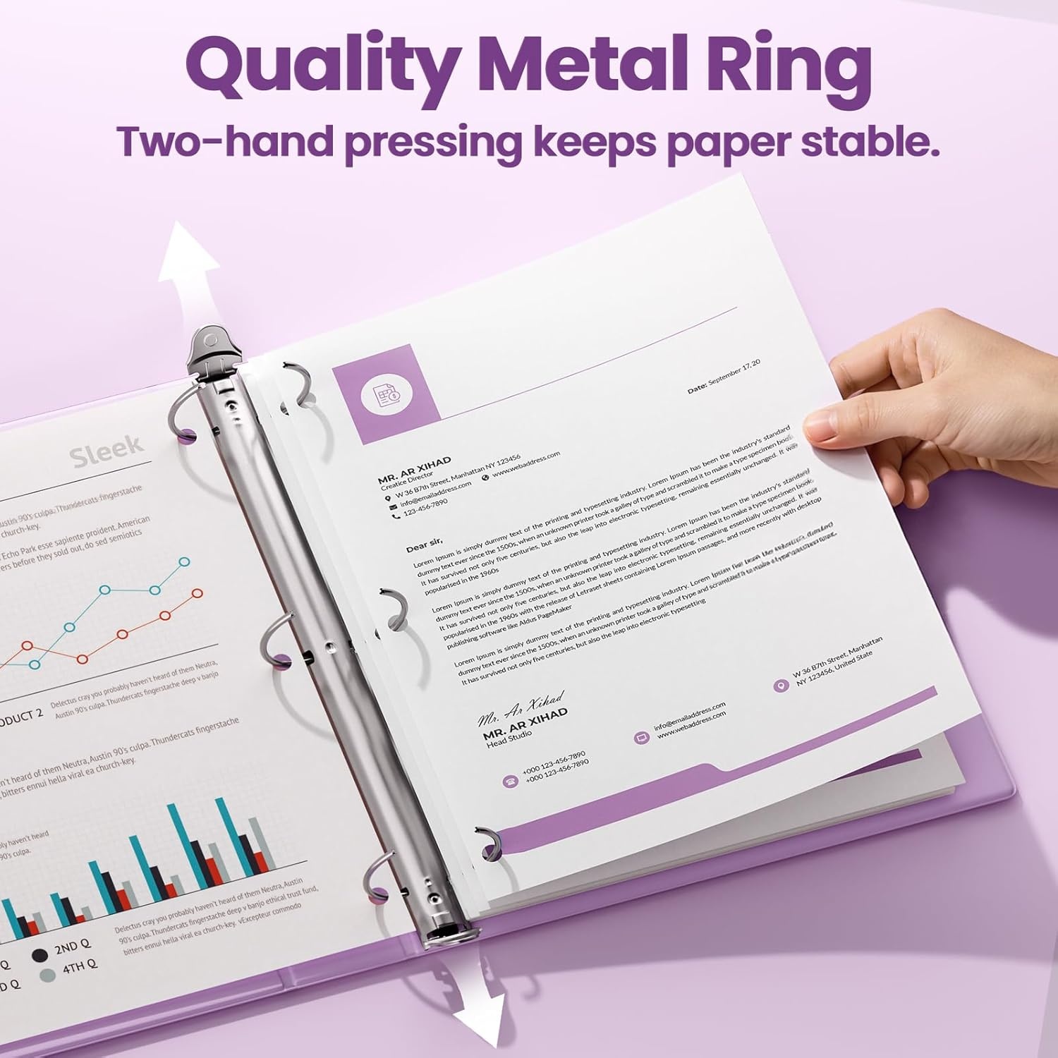 image:imageSUNEE 3 Ring Binder 15 Inch 1 Pack Clear View Binder Three Ring PVCFree Fit 85x11 Inches for School or Office Supplies Cobalt BluePurple