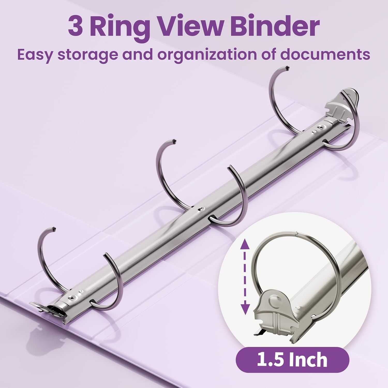 image:imageSUNEE 3 Ring Binder 15 Inch 1 Pack Clear View Binder Three Ring PVCFree Fit 85x11 Inches for School or Office Supplies Cobalt BluePurple