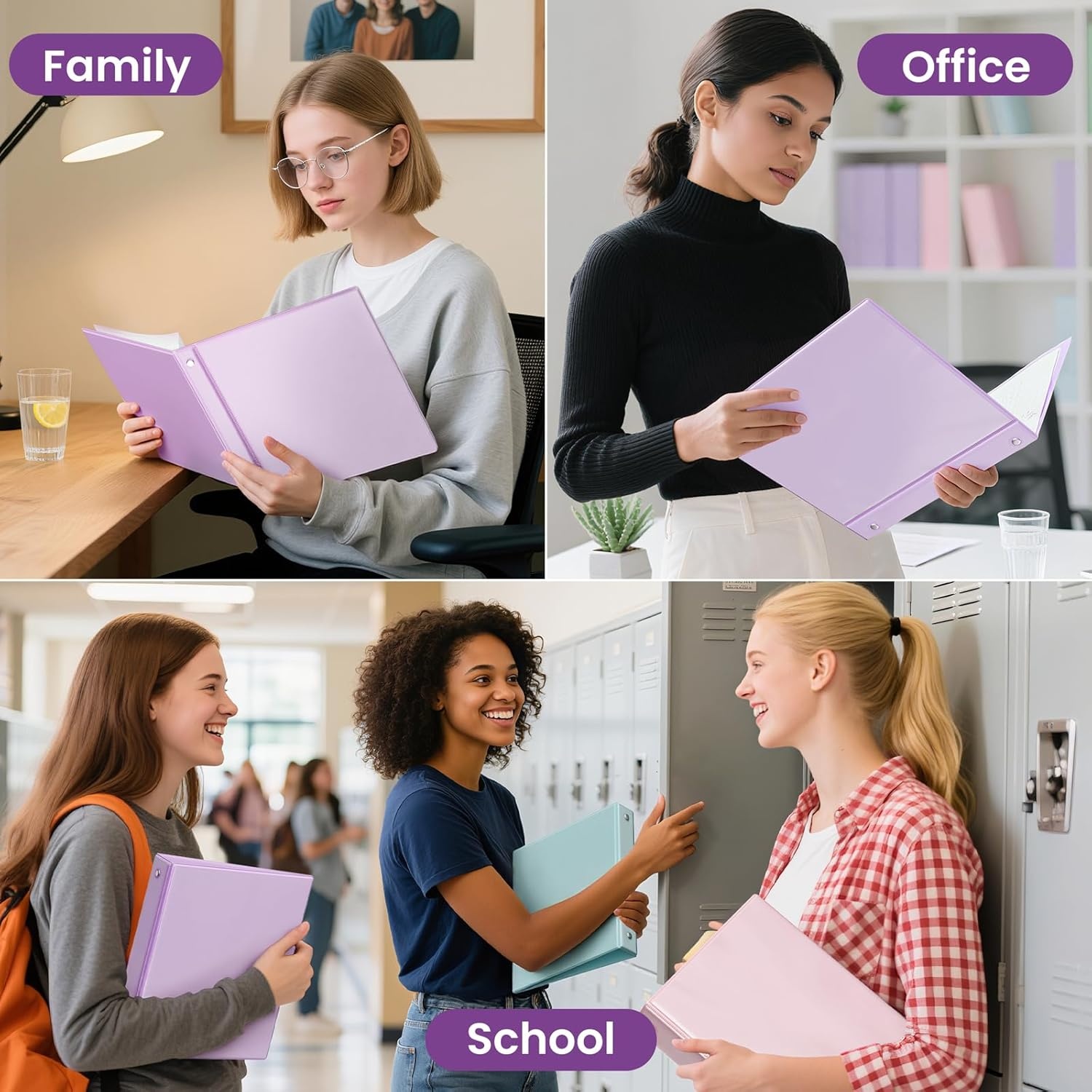 image:imageSUNEE 3 Ring Binder 15 Inch 1 Pack Clear View Binder Three Ring PVCFree Fit 85x11 Inches for School or Office Supplies Cobalt BluePurple