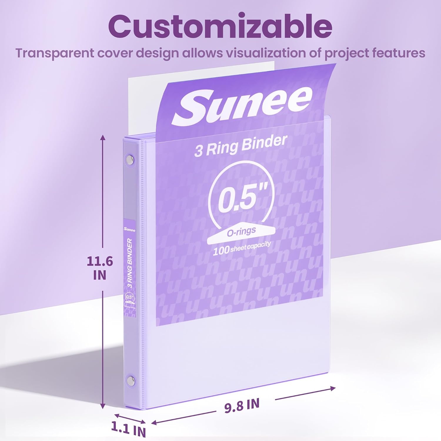 image:imageSUNEE 3 Ring Binder 15 Inch 1 Pack Clear View Binder Three Ring PVCFree Fit 85x11 Inches for School or Office Supplies Cobalt BluePurple