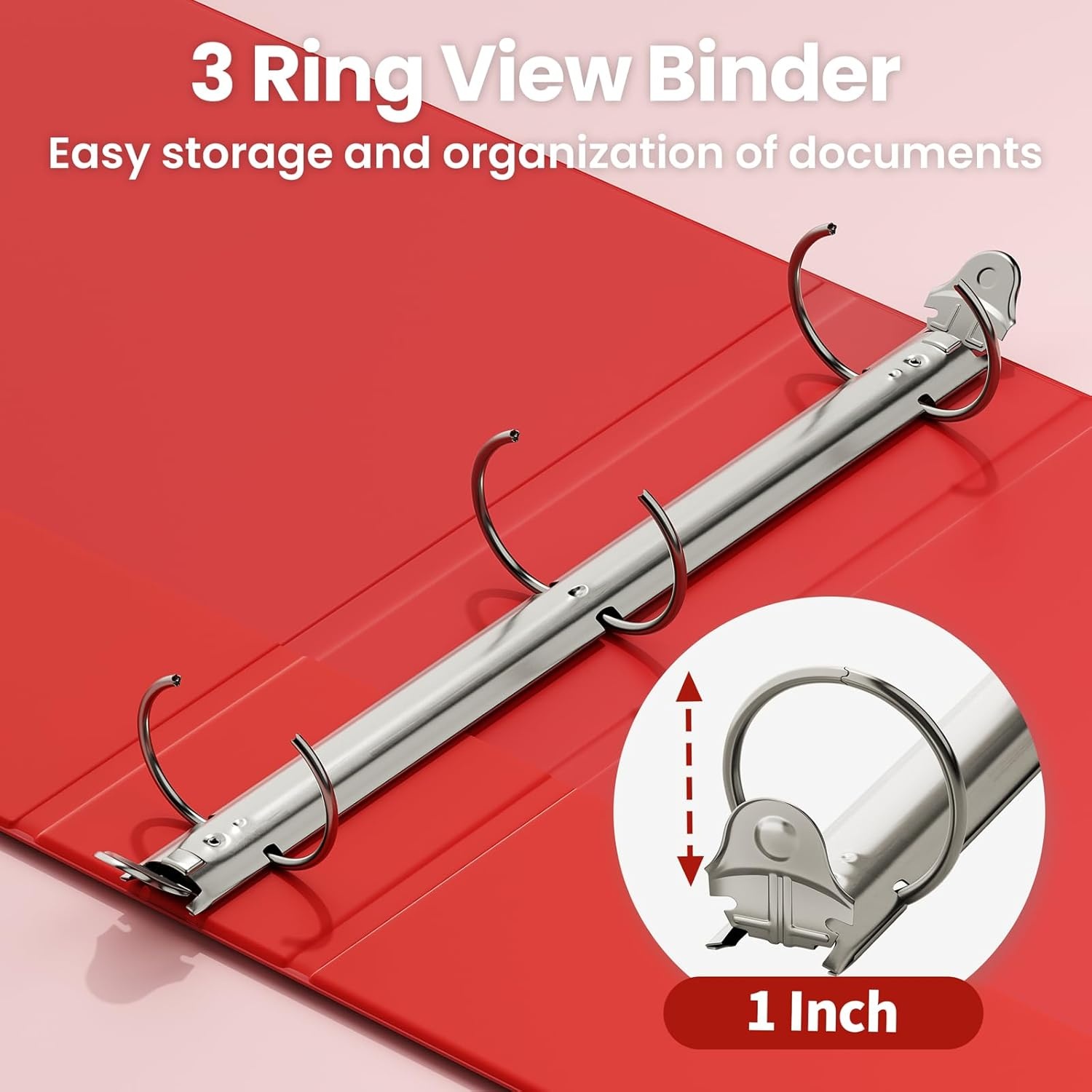 image:imageSUNEE 3 Ring Binder 15 Inch 1 Pack Clear View Binder Three Ring PVCFree Fit 85x11 Inches for School or Office Supplies Cobalt BlueRed