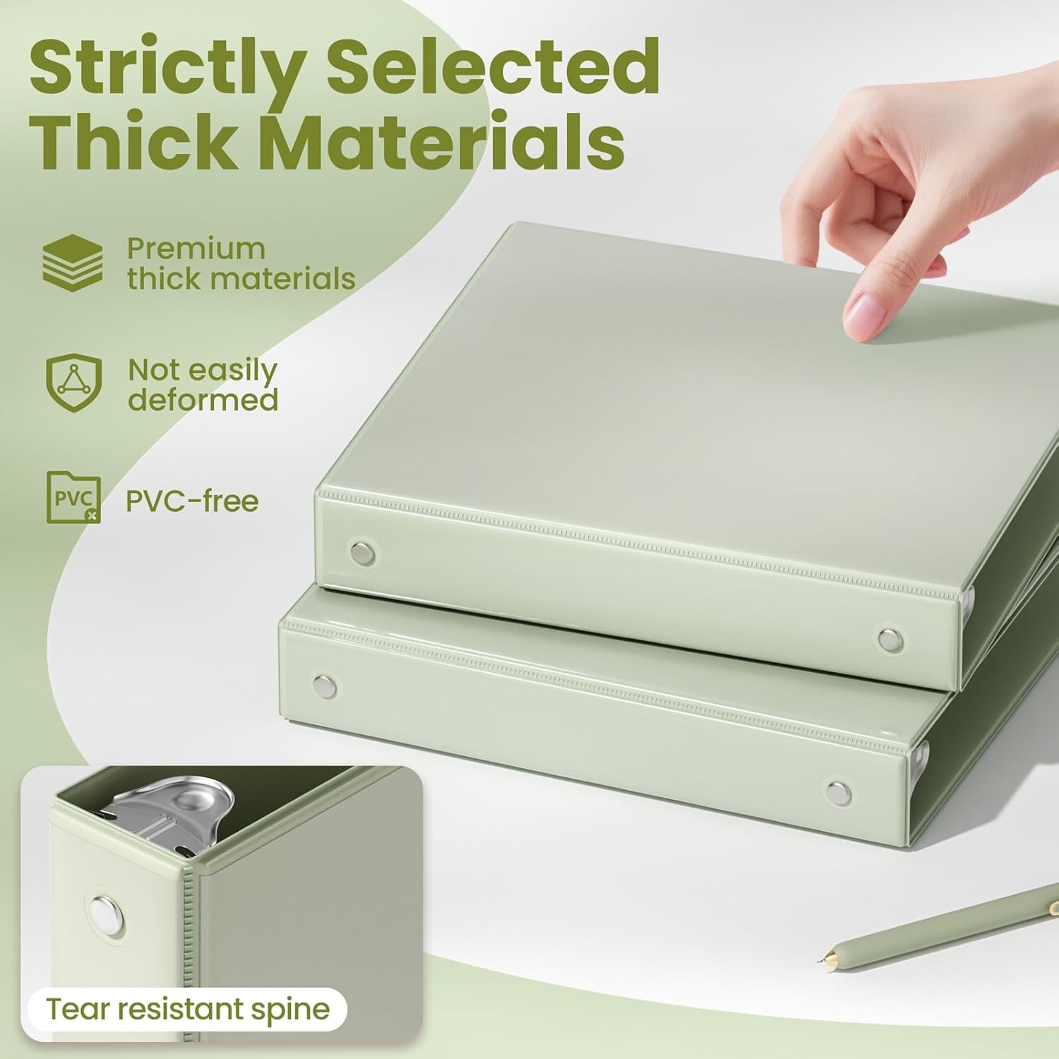 image:imageSUNEE 3 Ring Binder 15 Inch 1 Pack Clear View Binder Three Ring PVCFree Fit 85x11 Inches for School or Office Supplies Cobalt BlueSage Green